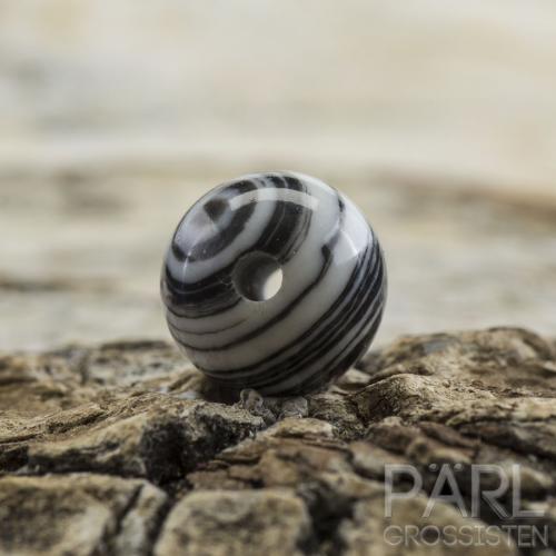Pärla syntetisk sten 6 mm, Svart/Vit (10st)