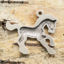 Berlock Häst 27x24mm, Antiksilver (st)