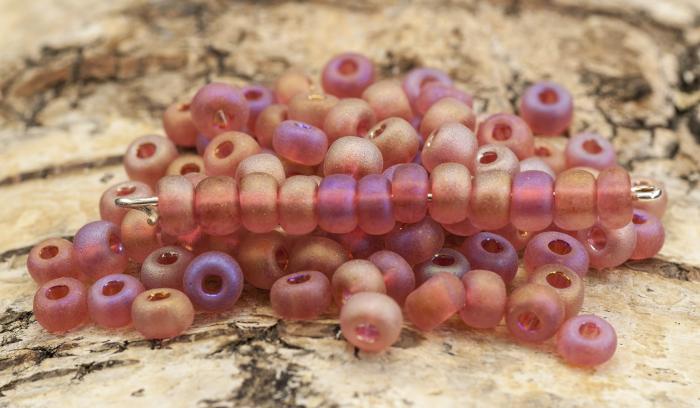 Seed bead matt rainbow 5 mm, Mrkrosa (20g)