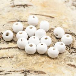 Träpärla 8x7 mm, Vit (40st)