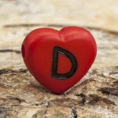 Bokstavspärla hjärtformad D 11x12 mm, Röd (5st)