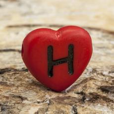 Bokstavspärla hjärtformad H 11x12 mm, Röd (5st)