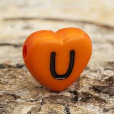 Bokstavspärla hjärtformad U 11x12 mm, Orange (5st)