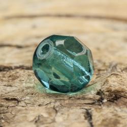 Glaspärla facetterad kula 7 mm, Turkosgrön (15st)