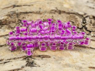 Seed beads colourlined 5 mm, Klar/Rosa (20g)