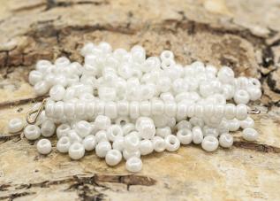 Seed Beads opak lyster 3 mm, Vit (20g)