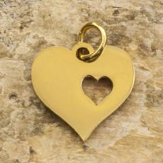 Berlock Hjärta i Rostfritt stål 13x12,5 mm, Guldfärg (st)