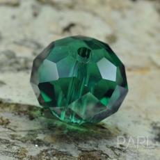 Glaspärla facetterad rondell 12x8 mm, Smaragdgrön (5st)