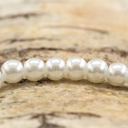 Vaxad glaspärla 6 mm, Vit (40st)