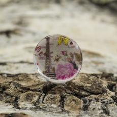 Cabochon Eiffeltorn glas 12 mm, Rosa (st)