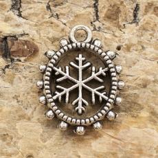 Berlock snöflinga i ram 12x15 mm, Antiksilver (st)