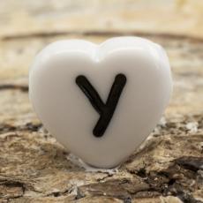 Bokstavspärla hjärtformad Y 11x12 mm, Vit (5st)