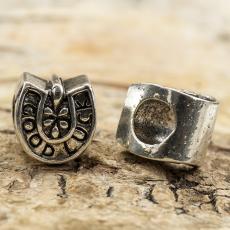 Ormlänkspärla Hästsko "GOOD LUCK" 9 mm, Antiksilver (st)