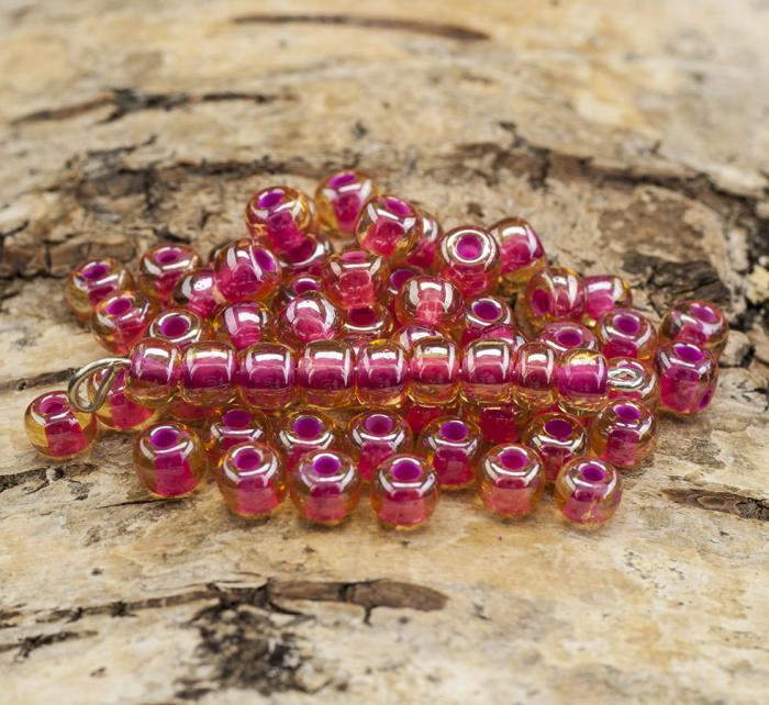 Seed Beads colourlined 5 mm, Rosa/Gul (20g)