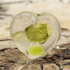 Glaspärla Hjärta 15x15 mm, Lime (st)