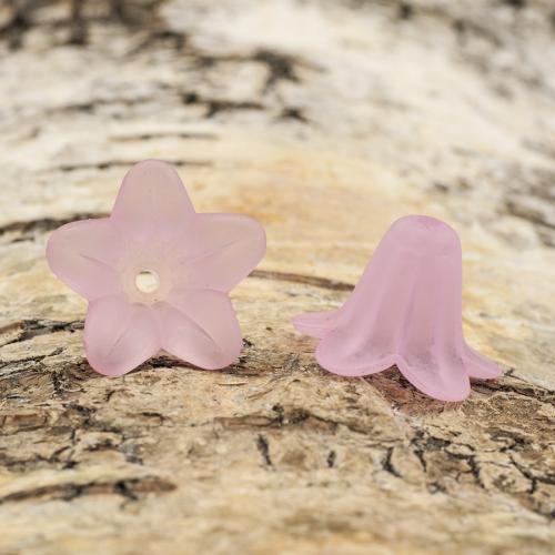 Pärlhållare Blomma frostad akryl 12x16 mm, Rosa (10st)