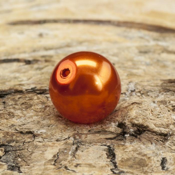 Vaxad glasprla 8 mm, Mrk orange (20st)