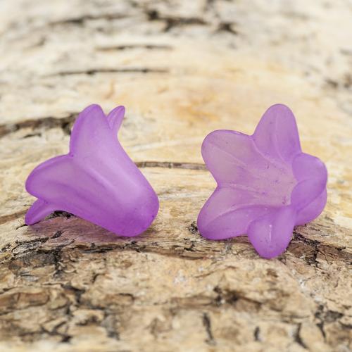 Pärlhållare Blomma frostad akryl 12x16 mm, Lila (10st)