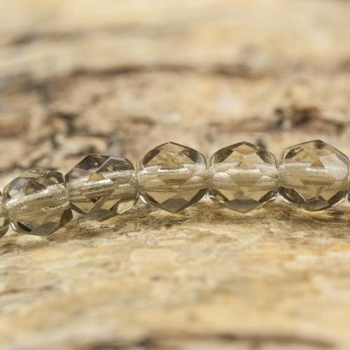 Glaspärla facetterad 4,5x5 mm, Grå (25st)