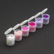 Pärlburkar med facetterade akrylpärlor 6 mm, Rosa/Lilamix (6st)