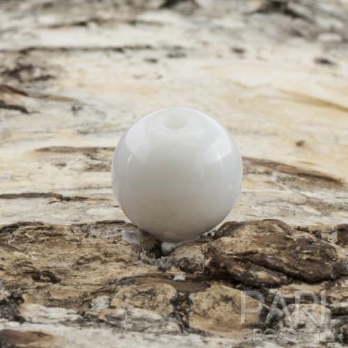 Lackad glaspärla 8 mm, Vit (20st)