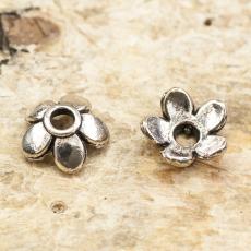 Pärlhållare söt blomma 6x3 mm, Antiksilver (20st)