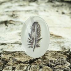 Cabochon Fj&auml;der glas 13x18 mm, Klar/Svartvit (st)