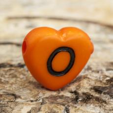 Bokstavspärla hjärtformad O 11x12 mm, Orange (5st)