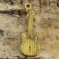 Berlock Gitarr 11x31 mm, Antikguld (5st)