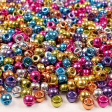 Kongopärlor metallic 9 mm, Färgmix (1000 st)