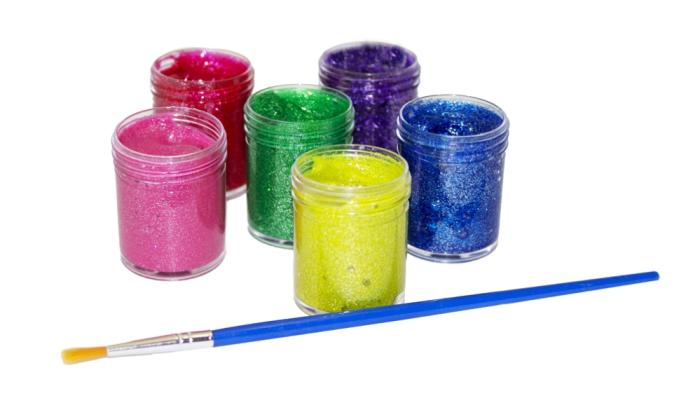 Glitterfärg med pensel (6 st)