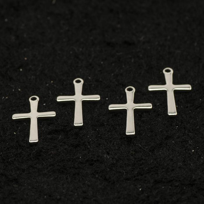 Korshänge i silverfärgat rostfritt stål 15,5×9,5 mm – 4-pack