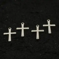 Korshänge i silverfärgat rostfritt stål 15,5×9,5 mm – 4-pack