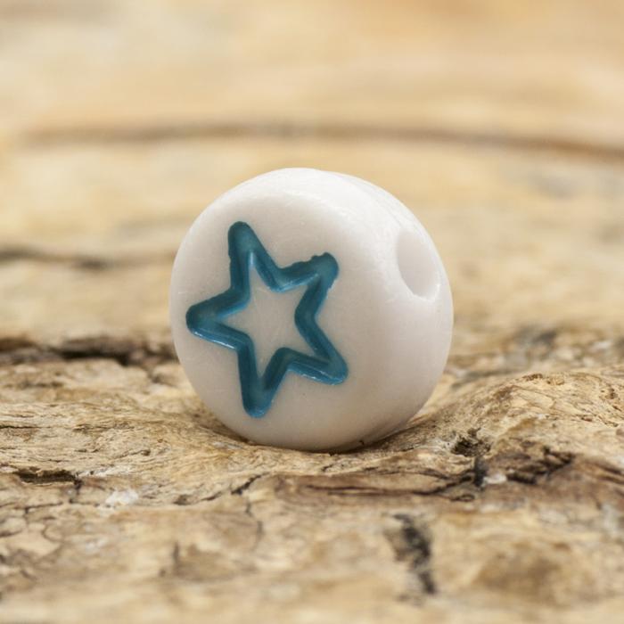 Akrylpärla Symbol 7 mm, Blå (25st)