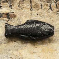 Glaspärla Fisk 25x12 mm, Svart (5st)