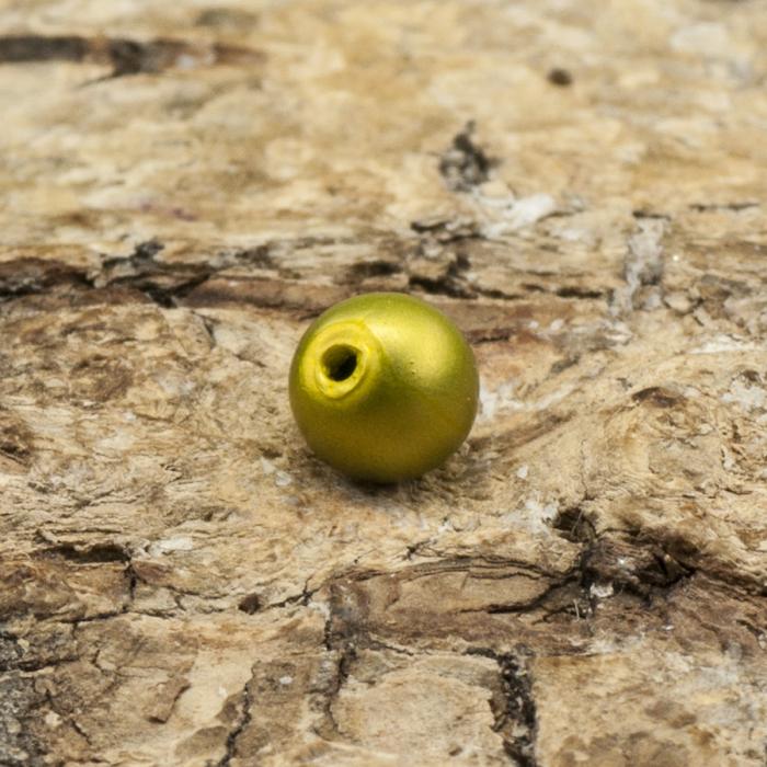 Vaxad glaspärla matt 4 mm, Guldlime (60st)