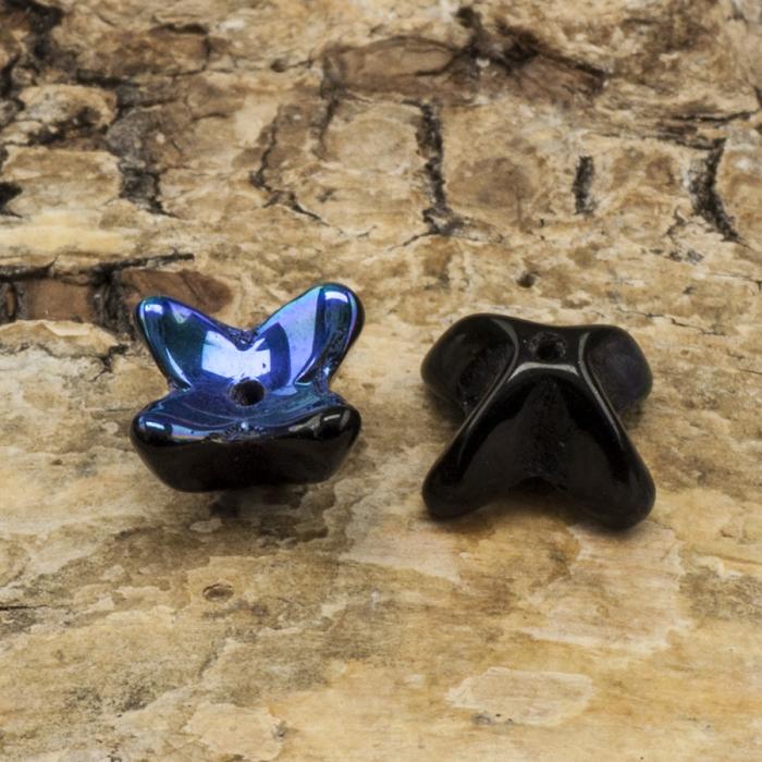 Pärlhållare Skimrande Glasblommor 10x6 mm, Svart AB (10st)