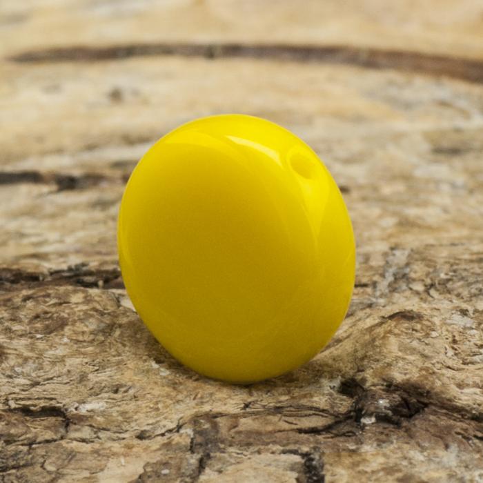 Glaspärla Lins 9 mm, Gul/Vit (20st)