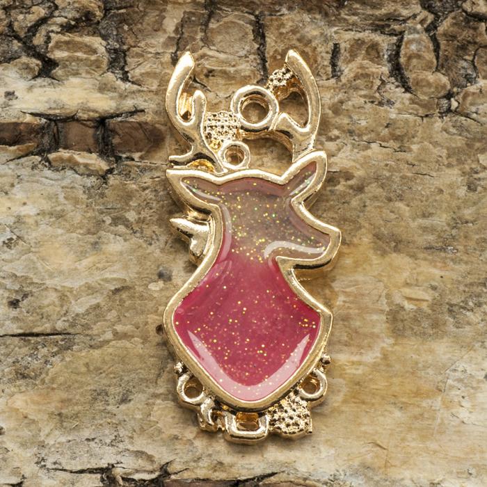 Berlock Rensiluett 13x29 mm, Rosa/Guldfärg (st)