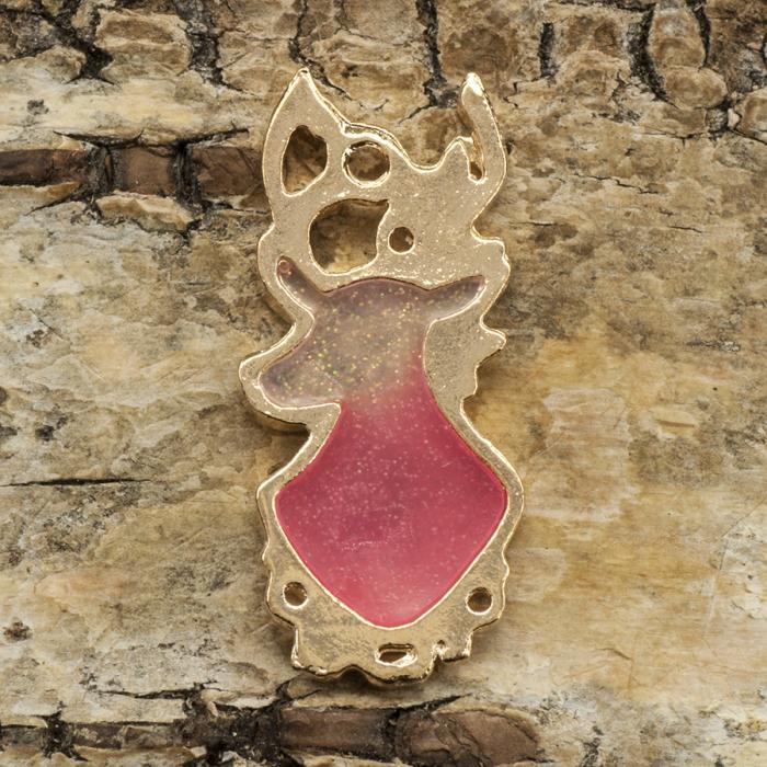 Berlock Rensiluett 13x29 mm, Rosa/Guldfärg (st)