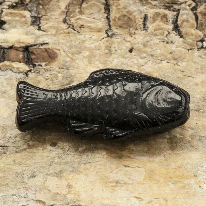 Glaspärla Fisk 25x12 mm, Svart (5st)