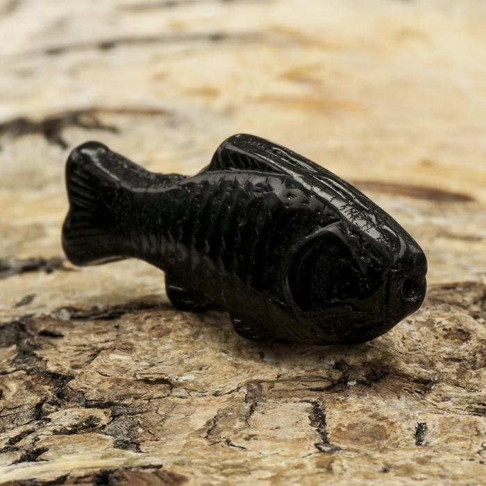 Glaspärla Fisk 25x12 mm, Svart (5st)