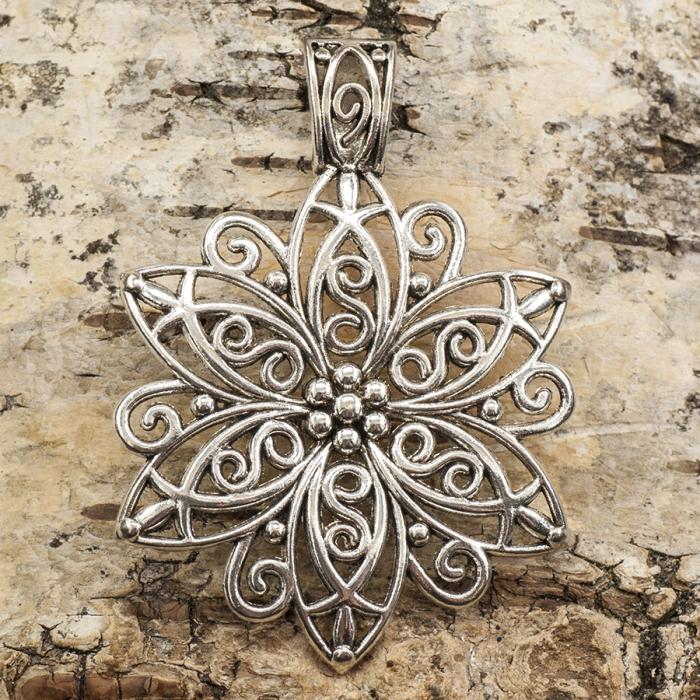 Hänge Blomma 47x64 mm, Antiksilver (st)