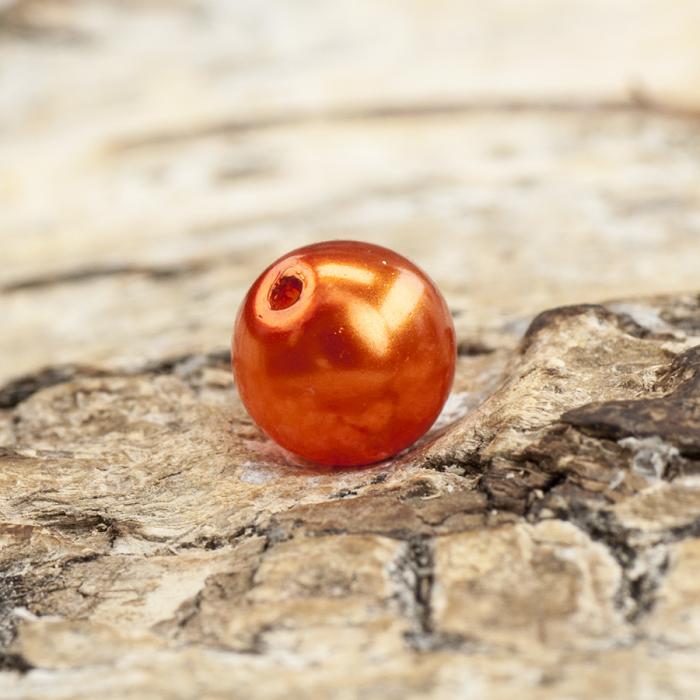 Vaxad glaspärla 6 mm, Mörk orange (40st)