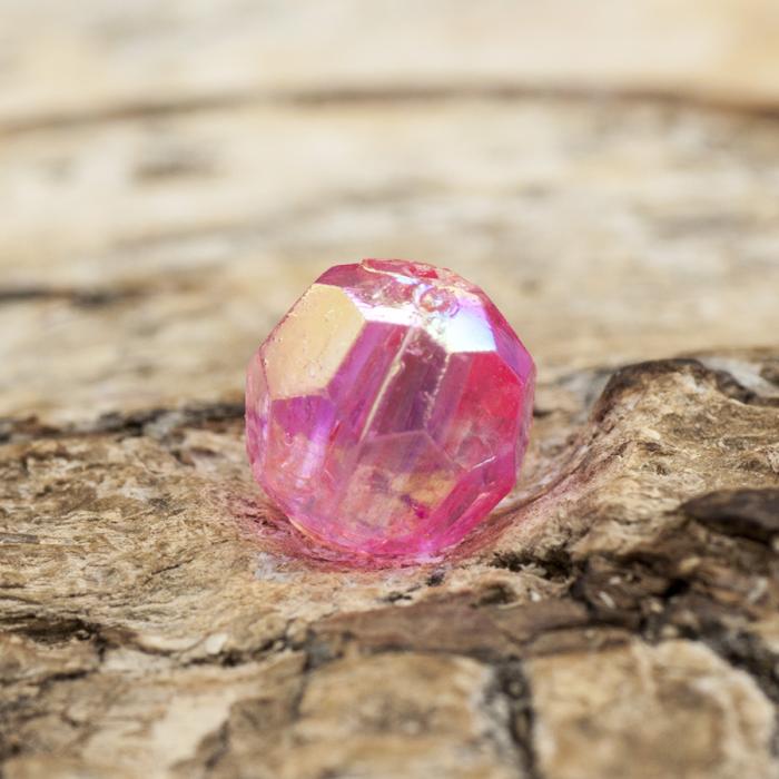 Akrylpärla facetterad AB 6 mm, Rosa (50st)