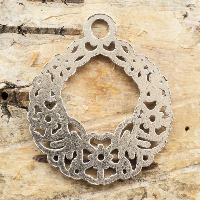 Berlock Blomkrans 25x29 mm, Antiksilver (st)