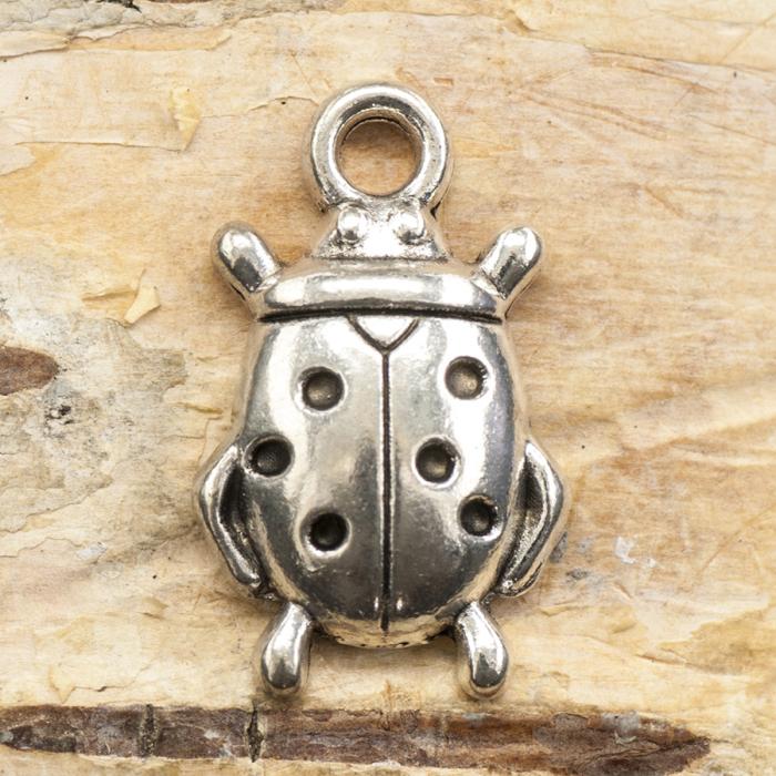 Berlock Nyckelpiga 11x18 mm, Antiksilver (5st)