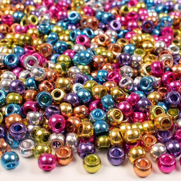 Kongopärlor metallic 9 mm, Färgmix (1000 st)