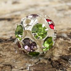Strasskula 10 mm, Mix/Silverfärg (st)
