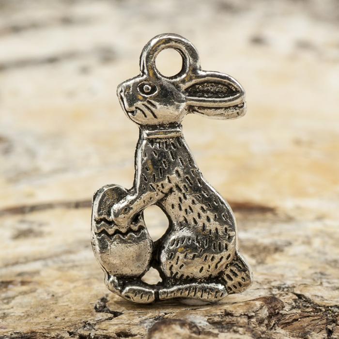 Berlock Påskhare 17x10 mm, Antiksilver (5st)